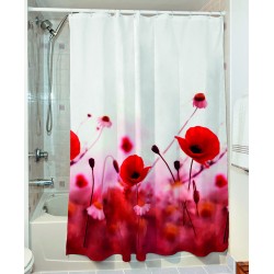 Κουρτίνα μπάνιου Poppies Art 3067 190x180 Κόκκινο   Beauty Home