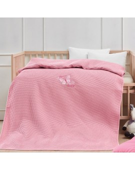 Κουβέρτα πικέ με κέντημα Art 5302 100X150 Ροζ   Beauty Home