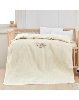 Κουβέρτα πικέ με κέντημα Art 5306 100X150 Μπεζ   Beauty Home