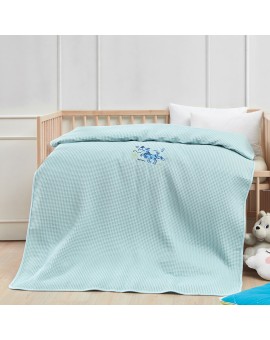 Κουβέρτα πικέ με κέντημα Art 5310 100X150 Γαλάζιο   Beauty Home