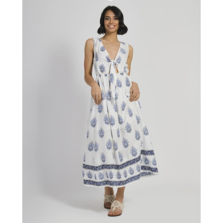 Ble 5-41-444-0043 Φόρεμα Με Σχέδια Blue, White-Ivory S, M