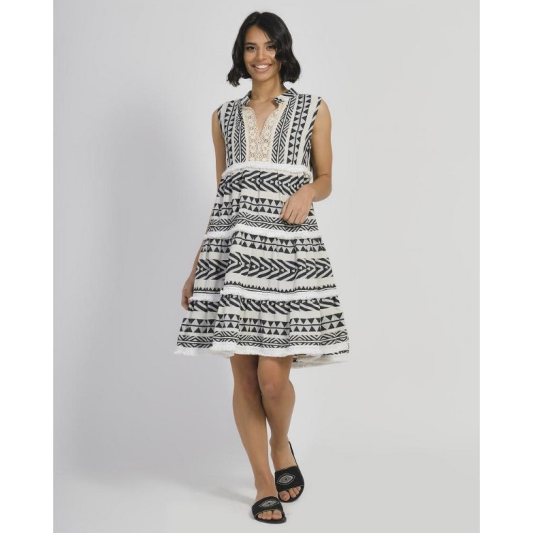 Ble 5-41-444-0038 Φόρεμα Με Σχέδια White & Black M, L