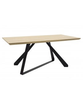 Τραπέζι Soho pakoworld επιφάνεια MDF χρώμα sonoma-πόδι μεταλλικό μαύρο 180x90x75εκ