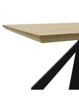 Τραπέζι Soho pakoworld επιφάνεια MDF χρώμα sonoma-πόδι μεταλλικό μαύρο 180x90x75εκ