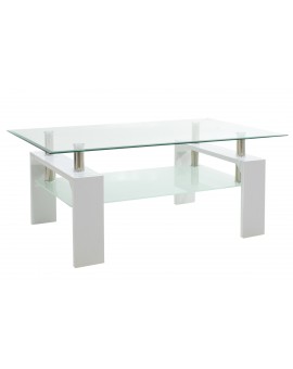 Τραπέζι σαλονιού Maiha pakoworld γυαλί χρώμα ποδιών λευκό 100x60x42,5εκ