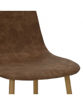 Καρέκλα Bella pakoworld PU καφέ antique-φυσικό πόδι