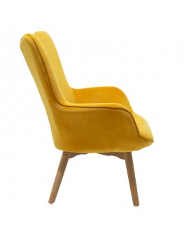 Πολυθρόνα Kido pakoworld υφασμάτινη βελούδο χρώμα κίτρινο