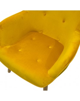 Πολυθρόνα Kido pakoworld υφασμάτινη βελούδο χρώμα κίτρινο