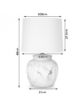 Επιτραπέζιο ασπρόμαυρο κεραμικό φωτιστικό PWL-0002 pakoworld Ε27 μπεζ καπέλο Φ28x48,5εκ