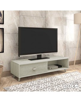 Έπιπλο τηλεόρασης FIRENZE pakoworld χρώμα γκρι-μπεζ 120,5x41x33εκ