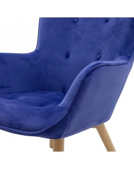 Πολυθρόνα Kido pakoworld υφασμάτινη βελούδο χρώμα μπλε