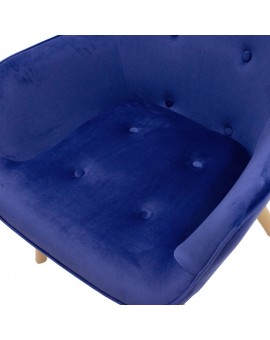 Πολυθρόνα Kido pakoworld υφασμάτινη βελούδο χρώμα μπλε