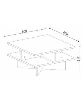 Τραπέζι σαλονιού PWF-0027 pakoworld χρώμα καρυδί - λευκό 60x60x31εκ