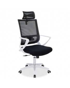 Καρέκλα γραφείου διευθυντή Batman pakoworld με ύφασμα mesh μαύρο - λευκό πλαίσιο