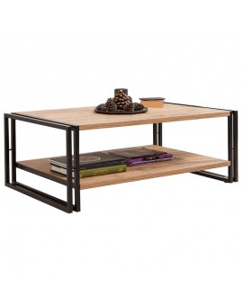 Τραπέζι σαλονιού PWF-0240 pakoworld χρώμα πεύκου-μαύρο 110x70x40εκ