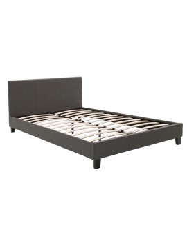 Κρεβάτι Nevil pakoworld διπλό 150x200 με ύφασμα χρώμα ανθρακί