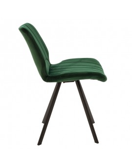 Καρέκλα Sabia pakoworld βελούδο σκούρο πράσινο-μαύρο πόδι