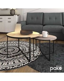 Τραπέζια σαλονιού Rebo pakoworld σετ 2 τεμ χρώματος γκρι cement -φυσικό