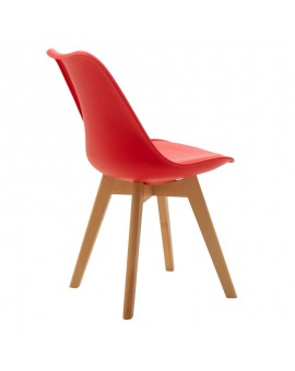 Καρέκλα Gaston pakoworld PP-PU κόκκινο-φυσικό πόδι