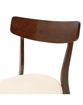 Καρέκλα Toto pakoworld μπεζ ύφασμα-rubberwood καρυδί πόδι