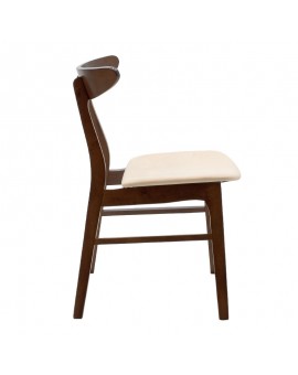 Καρέκλα Orlean pakoworld μπεζ ύφασμα-rubberwood καρυδί πόδι