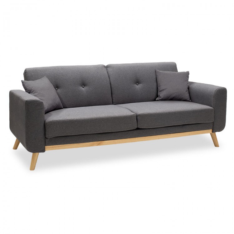 Καναπές-κρεβάτι Carmelo με γκρι ύφασμα 214x80x86εκ
