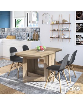 Τραπέζι Julian pakoworld πολυμορφικό-επεκτεινόμενο χρώμα sonoma 80x37x75,5εκ
