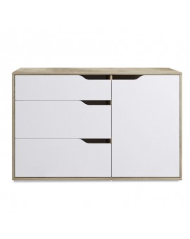 Συρταριέρα Symmetry pakoworld με τρία συρτάρια χρώμα λευκό-φυσικό 120x40x70εκ