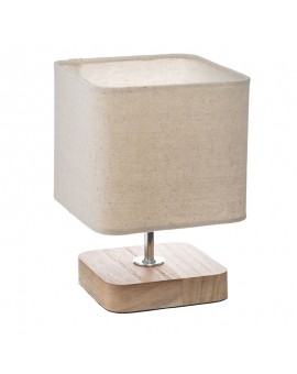 Επιτραπέζιο φωτιστικό Sand pakoworld Ε14 ξύλινο μεταλλικό φυσικό-εκρού 15x15x21εκ