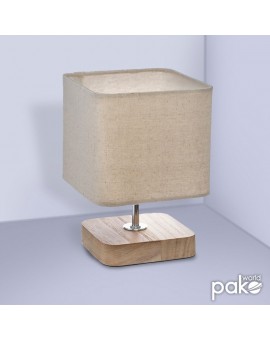 Επιτραπέζιο φωτιστικό Sand pakoworld Ε14 ξύλινο μεταλλικό φυσικό-εκρού 15x15x21εκ
