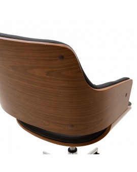 Καρέκλα γραφείου εργασίας Fern pakoword μαύρο pu - ξύλο καρυδί