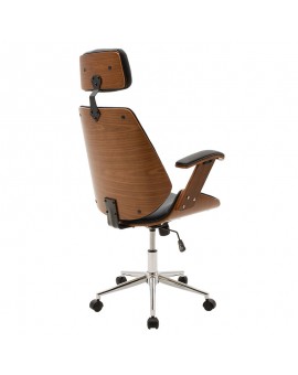 Καρέκλα γραφείου διευθυντή Fern pakoword μαύρο pu - ξύλο καρυδί