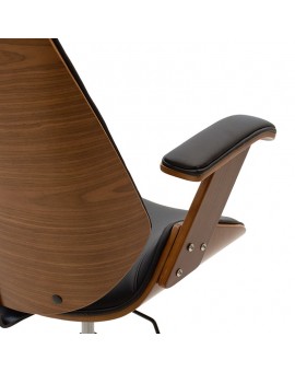 Καρέκλα γραφείου διευθυντή Fern pakoword μαύρο pu - ξύλο καρυδί