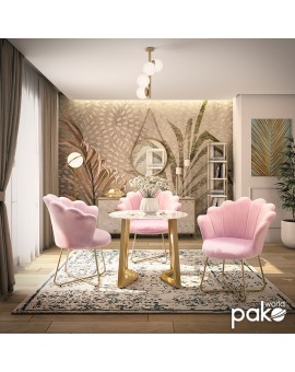 Πολυθρόνα Evi pakoworld βελούδο χρώμα ροζ-χρυσό 73x62x87εκ