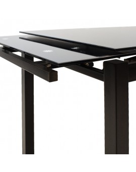 Τραπέζι επεκτεινόμενο Finn pakoworld γυάλινο 8χιλ μαύρο 110-170x70x75εκ