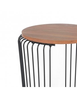 Βοηθητικό τραπέζι σαλονιού Leif pakoworld χρώμα φυσικό-μαύρο Φ40x46,5εκ