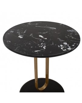 Βοηθητικό τραπέζι Trevor pakoworld μάρμαρο μαύρο-χρυσό Φ50x54,5εκ