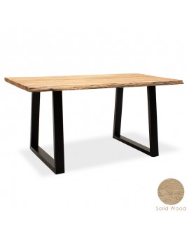 Τραπέζι Miles pakoworld μασίφ ξύλο 4εκ καρυδί-πόδι μαύρο 160x90x79εκ