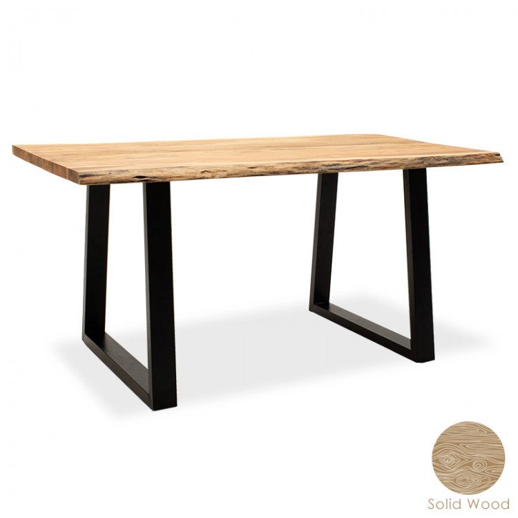 Τραπέζι Miles pakoworld μασίφ ξύλο 4εκ καρυδί-πόδι μαύρο 160x90x79εκ
