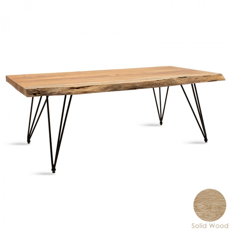 Τραπέζι σαλονιού Rich pakoworld μασίφ ξύλο 4εκ καρυδί-πόδι μαύρο 130x69x46εκ