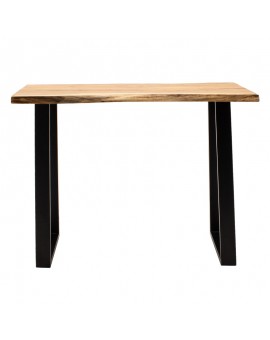 Τραπέζι μπαρ-κονσόλα Miles pakoworld μασίφ ξύλο 4εκ καρυδί-πόδι μαύρο 120x53x97εκ