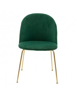 Καρέκλα Ruth pakoworld βελούδο σκούρο πράσινο-χρυσό gloss πόδι