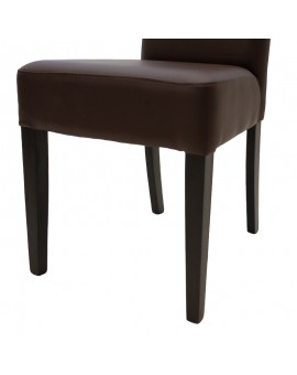 Καρέκλα Ditta pakoworld PU σκούρο καφέ-πόδι μασίφ ξύλο wenge