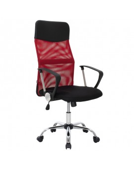 Καρέκλα γραφείου διευθυντή Joel pakoworld με ύφασμα mesh χρώμα μαύρο-κόκκινο