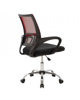 Καρέκλα γραφείου εργασίας Berto pakoworld με ύφασμα mesh χρώμα μαύρο-κόκκινο