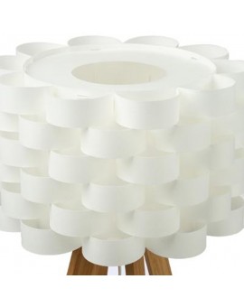 Επιτραπέζιο φωτιστικό Moki pakoworld Ε19 μπαμπού χρώμα φυσικό-καπέλο pp λευκό Φ30x55εκ
