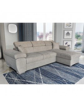 Γωνιακός καναπές-κρεβάτι αναστρέψιμος Comy pakoworld μπεζ-καφέ 286x160x75-90εκ