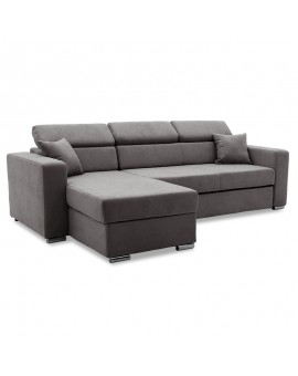 Γωνιακός καναπές-κρεβάτι αναστρέψιμος Lura pakoworld ανθρακί 255x162x75-90εκ