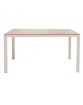 Τραπέζι κήπου Nares pakoworld αλουμίνιο λευκό-plywood φυσικό 140x80x72.5εκ