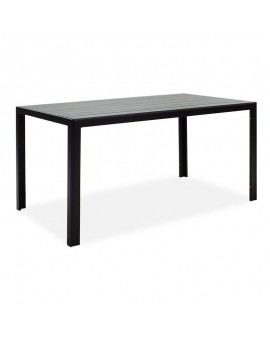 Τραπέζι κήπου Nares pakoworld αλουμίνιο μαύρο-plywood ανθρακί 140x80x72.5εκ